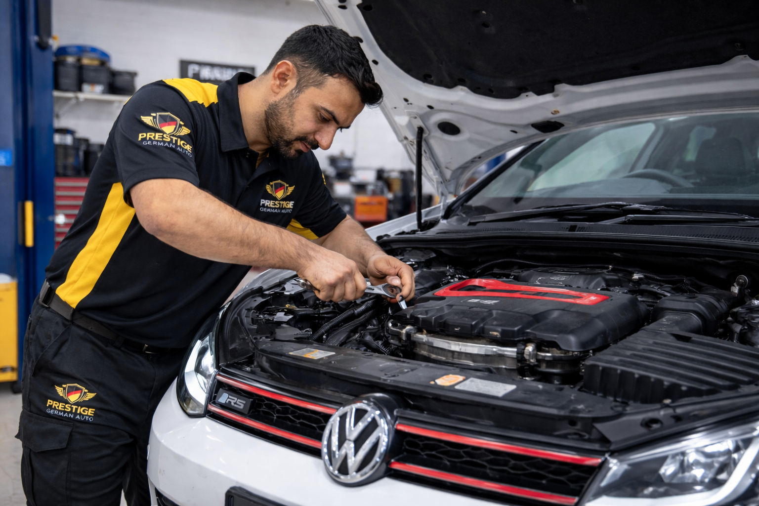 Auto repair workshop Dubai — VW GTI serviced at Prestige German Auto Al Quoz